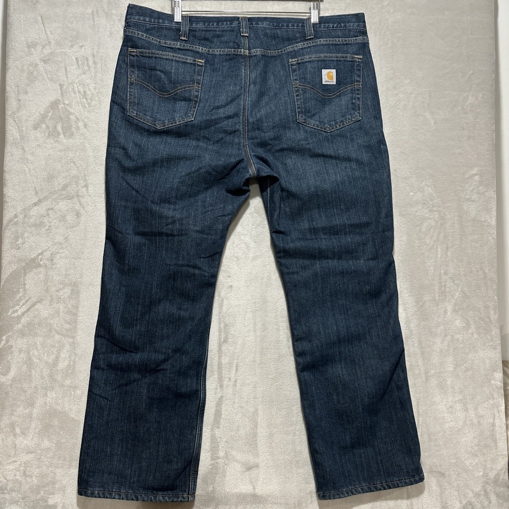 Carhartt Relaxed Fit Men's 42 Blue Jeans Fleece Lined Denim Medium Wash‎ Pockets - Picture 2 of 7